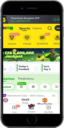 Bangbet Tanzania app on Android phone